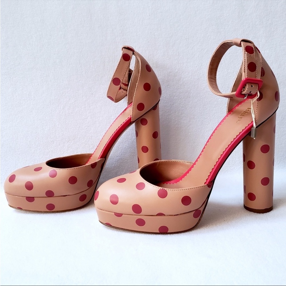 Valentino Red (V) Polka Dot Ankle Strap Platform Pumps🛑SOLD🛑 - Picture 1 of 10